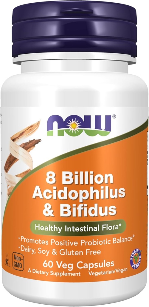 Hiện nay thức ăn bổ sung, 8 tỉ acidophilus & Bifidus, Dairy, Soy và Gluten Free, Strain Verified, 60 Veg Capsules
