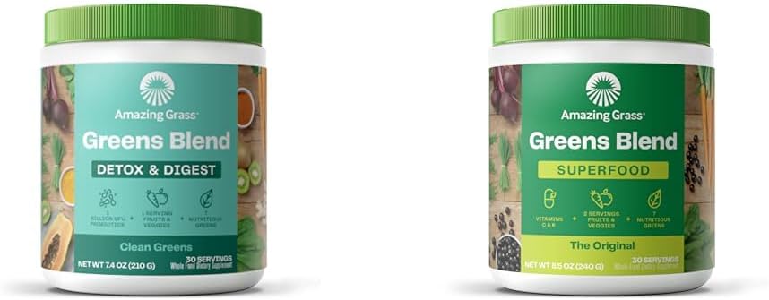 놀라운 잔디 그린 혼합 Detox & Digest: 스무디 믹스, Cleanse & Greens Blend Superfood: 슈퍼 그린 파우더 스무디 믹스 Boost Energy