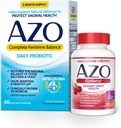 AZO Complete Feminine Balance Daily Probiootikumid Naistele (60 Count) + Jõhvikad Softgels kuseteede Tervis (100 Count)