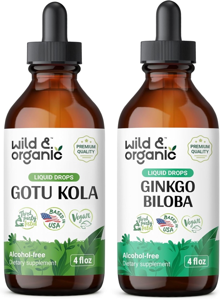 野生和有机 Gotu Kola 叮当 4 fl oz & Ginkgo Biloba 叮当 4 fl oz