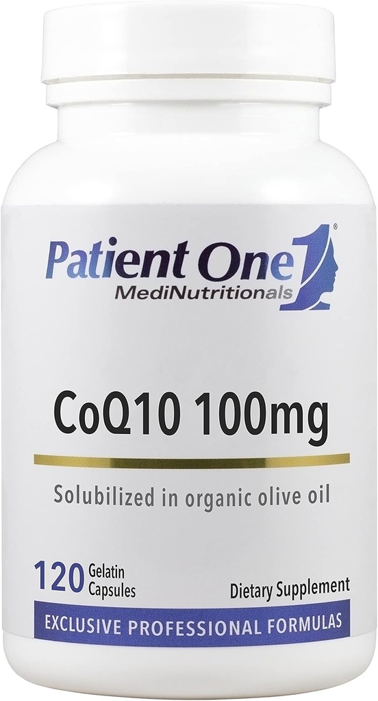 Patient One Coenzyme Q10 (CoQ10) 100 mg | Antioxidant Supplement to Support Heart and Vascular Health* | with Organic Olive Oil | 120 Capsules