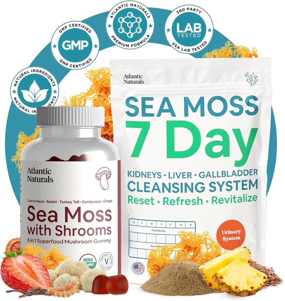 แอตแลนติกธรรมชาติ Sea Luss Super Food Buy - Se Loss with Shapes Gomies & 7 Day chidney, Belver & Galblader Bloodse - ป้องกัน, โฟกัส & Detox Super Worce - Single's Mane, Rayshi, DanDDelion Root & More
