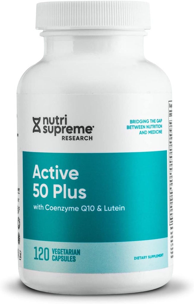 Nutri Supreme Active 50 Plus, CoQ10, Lutein, ALA и куркума, Advanced Formula for Healthy Aging and Vitality, 120 Зеленчукови капсули