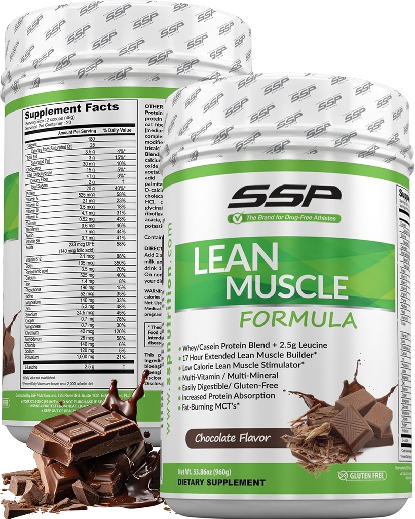 SSP Protein - Leucine & MCT ilə Whey Isolate & Casein - Lean Muscle Nutrition üçün Aşağı-Calorie Chocolate Meal dəyişiklik