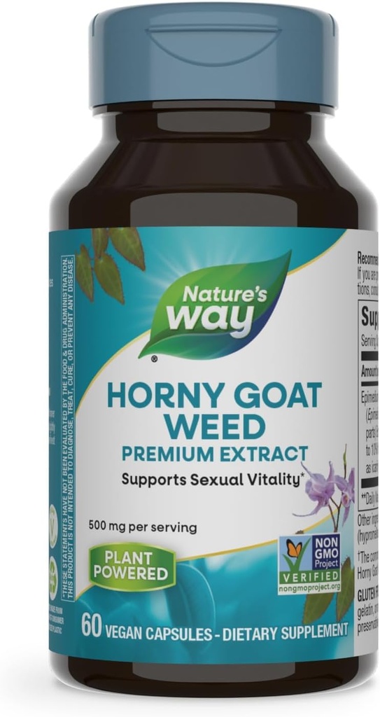 Nature's WayホーンキーGoat Weed Premium Extract性的死亡、*非GMO、ビーガン、60カプセル