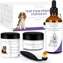 Dog Tear Stain Remover Starter Kit–Tear Stain Remover for Dogs Gently to Remove Tear Stains, Discharge & Mucus– Includes Stain Solution, Applicator Pads, Stain Powder & Brush– Lasts 30-45 Days