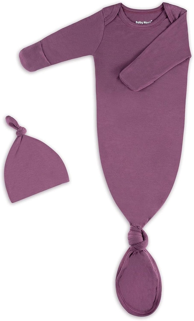 Baby Knotted Gown, Super Soft Silky Baby Long Aveer for Baby Girl and Boy Sleep Bag with Hat