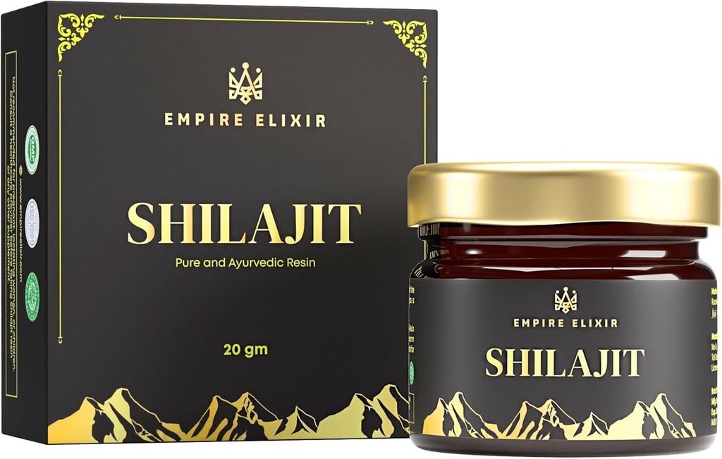 Shilajit Resin Pure Himalayan 20g Jar - por Império Elixir Grau de ouro de alta potência para homens e mulheres