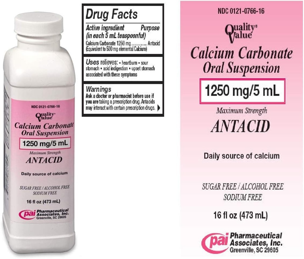Suspensión oral de carbonato de calcio 1250mg / 5 ml - 16 Oz.