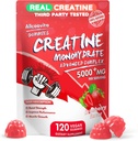 Creatina Monohydrate Gummies Complex per uomini e donne, 5 Grammi per servire Electrolyte Creatine Gummy per la resistenza muscolare, Muscle Builder, Energy Boost, Pre-Workout Supplement-120 Strawberry Gummies
