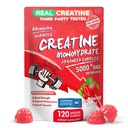 NSF Certified Creatine Gummy - Creatine Monohydrate Gummies 5000mg for Men & Women -120 Gummies Advanced Formula, Muscle Strength, Muscle Builder, Energy Boost, Pre-Workout Supplement-Strawberry