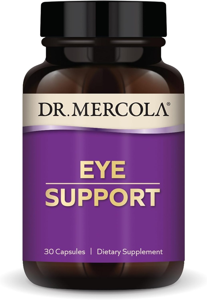 Dr Mercola Eye Support - Apoia a saúde Eye & Vision - con Lutein, Zeaxanthin, Astaxanthin orgánico e Currant negro - Non-GMO, Gluten-Free & Soy libre - 30 cápsulas