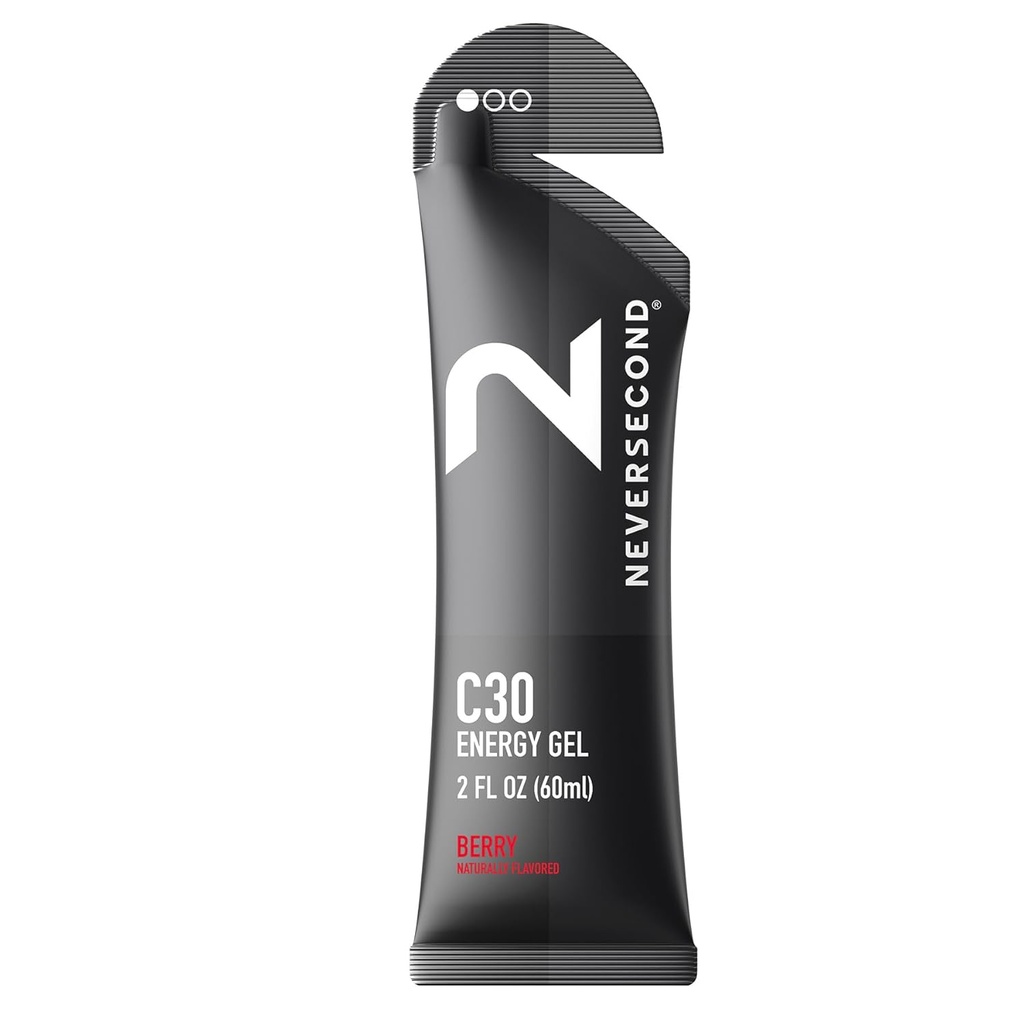 Neversecond C30 Energy Gel,性能营养与水分,Never2 Energy Gel for Ultra Triathlons, Cycling & Marathons (Berry Flavor, 12 Count Pack) (英语).