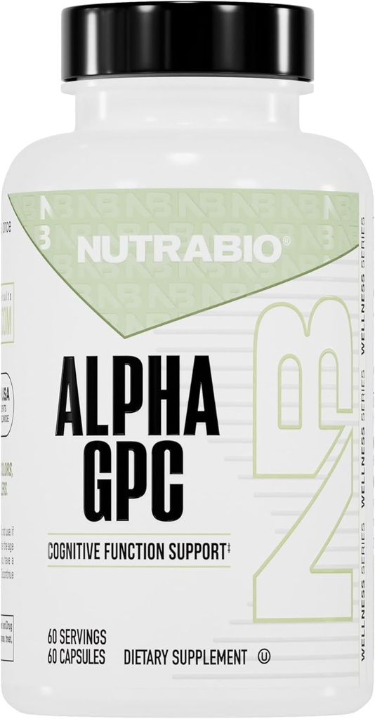 NutraBio Alpha GPC, Dukungan Otak & Peningkatan Fungsi Memori, 300mg - 60 Capsules Vegetable