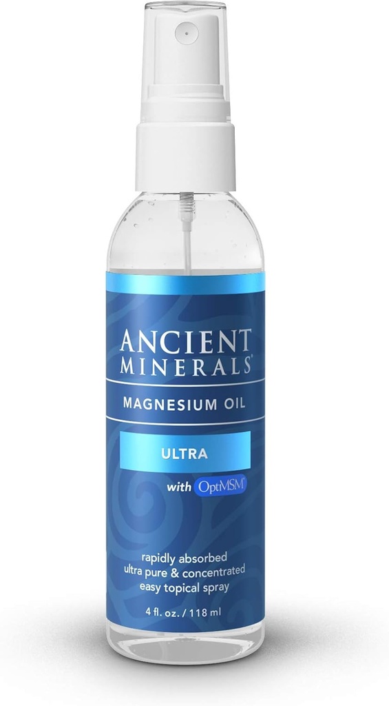 Antiikin mineraalit Ultra Magnesium öljy ruisku MSM - Pure Zechstein Topillinen Magnesiumkloridi kanssa Lisäetuja OptiMSM (4oz)