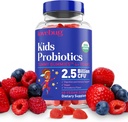 AMOURBUG Enfants Probiotiques Gommies – Probiotiques bio à croquer pour les enfants âgés de 4 ans et plus, Enfants à base de sol, Probiotiques pour la santé des gourdes,Constipation,Support digestif et immunitaire, Vegan, 60 Chews, Fraise