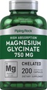 (原始内容存档于2019-09-26) (英语). Piping Rock Magnesium Glycinate Capsules 750mg | 200 Count | 高吸收 | Chelaed | Non-GMO 和 Gluten 免费补编