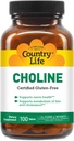 Country Life Cholin 266mg, Certified Gluten Free, Certified Vegan, Certified Halal - 100 Tabletter