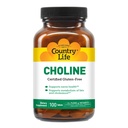 Country Life Choline 266mg, Certified Gluten Free, Vegan, Halal - 100 Tablets