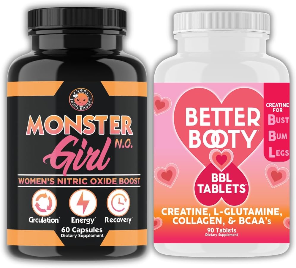 Emakumeentzako lan-poltsa: Monster Girl N.O Nitric Oxide Booster 60ct + Creatine Complex Tablets 90ct 2 Bottles Total