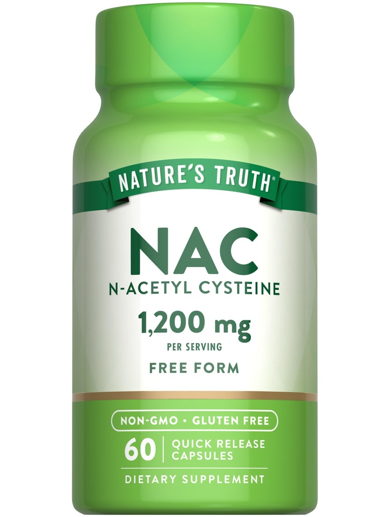 Nature's Truth NAC Supplement | N Acetyl Cysteine | Free Form Amino Acid | 1200 mg | 60 Capsules | Non-GMO and Gluten Free Supplement
