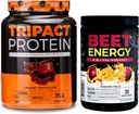 Nutology Beet Natural O2, Pre Workout Powder, Passion Fruit Flavor (30 сервис) TRIPACT Protein Powder, 7-in-1 Meal Replacement Shake, Creamy Chocolate Flavor (20 сервис)