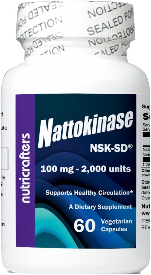 Nattokinase NSK-SD 2,000 Units 60 Capsules - 日本心血管超級食品 - 用日本NSK-SD Nattokinase在美国制造. 原创和最研究的纳托基纳酶.