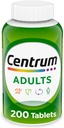 Centrum Adult Multivitamīnu/multimineral Papildinājums ar antioksidantiem, cinku, D3 un B vitamīnu, bez lipekļa, ne-GMO Sastāvdaļas - 200 Skaits
