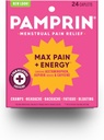 Pamprin maksimal styrke Max smerte og energi formel, menstruell periode symptomer lindring for krummer, bloating og tretthet, 24 kapler