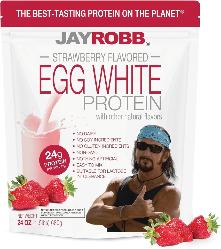 JAYROBB Jordbær egg hvitt protein 24 oz, 1,5 pound veske