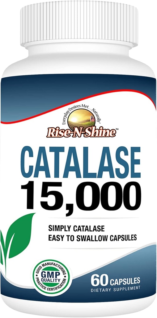Rise-N-Shine Catalase Supplement 15,000 -Powerful Antioxidant Enzyme för hårhälsa, stark hårsupport och mer - 60 greve (60-dagars leverans)