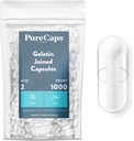 PureCaps USA - Buida Gelatin Capsules Mida 2CE 1000 units a Piells ClearNothen-GMO Certified SLS, Guten, Free Preservatiu