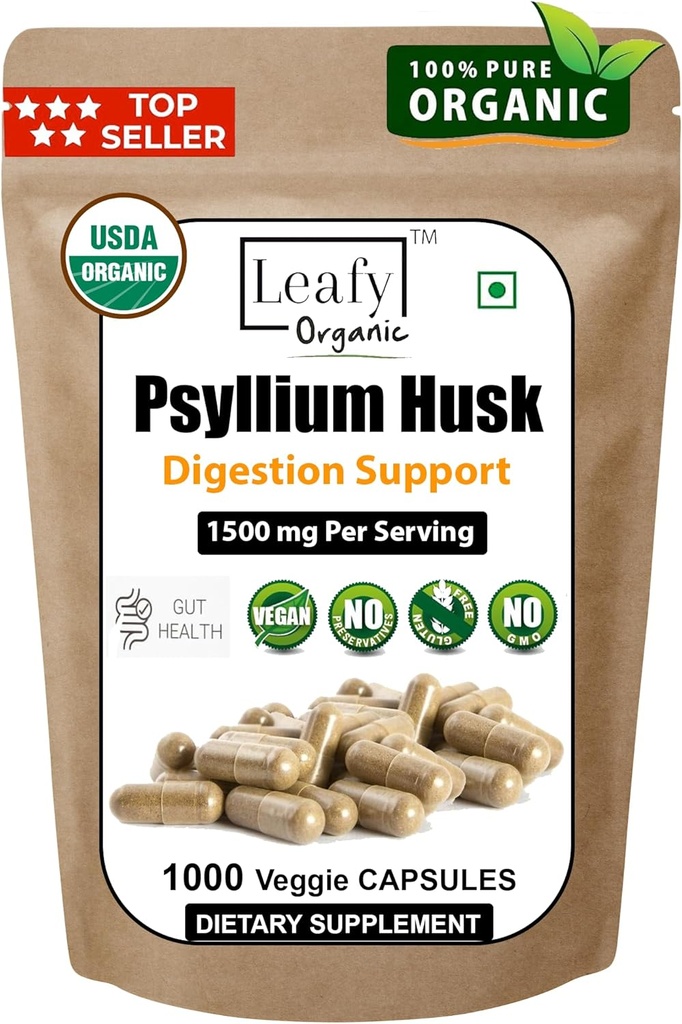 Psyllium Husk 1500mg Per Service, 1000 Capsules - Psyllium Psyllium Fiber - tuyệt vời cho việc cập nhật và đều đặn - 100% soluble Fiber