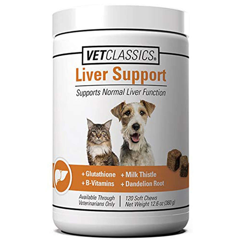 Liver Support Pet Health Supplement for Dogs & Cats - 120 Ct | Cats, Liver Functions, B-Vitamins, Glutathione, Milk Thistle, Soft Tablets, 120 Soft Chews