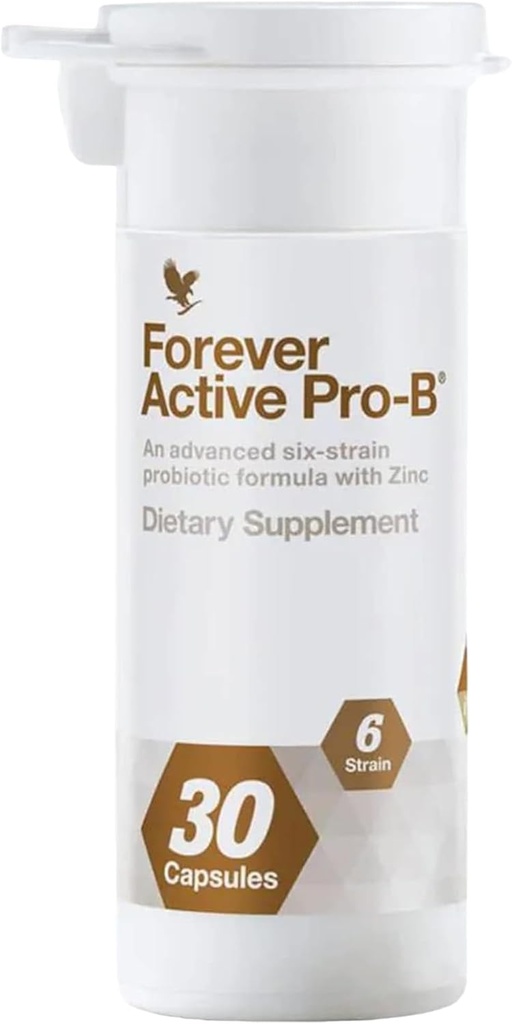 Forever Living - Active Pro-B - Advanced Probiotic with 8 Miljard CFU and 6 Synergistische Strains - Soy and Gluten-Free - 30 Capsules