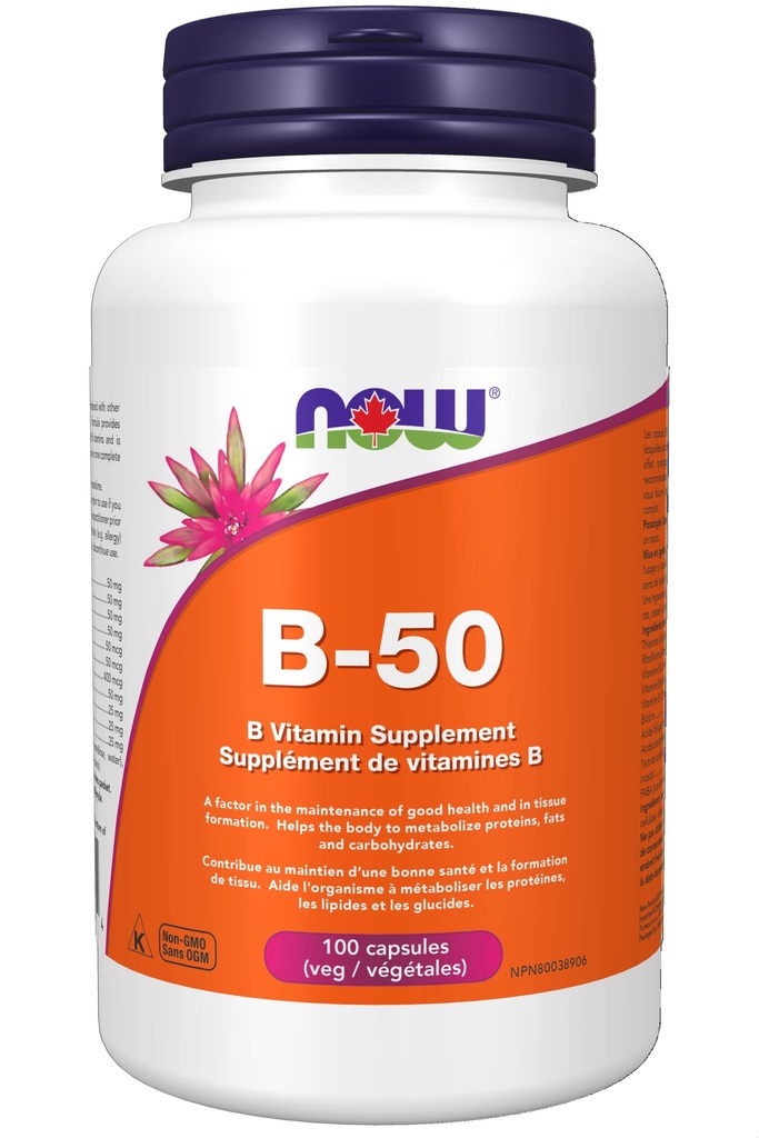 NOW Vitamin B-50 mg,100 Veg Capsules