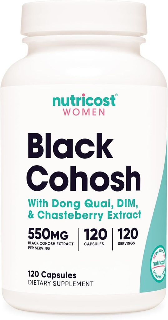 Nutricost Black Cohosh za ženske 660mg, 120 kapsul - z Don Quai, DIM, in Chaste Berry, Veggie Caps, Non-GMO, Gluten Free