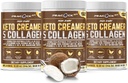 Collagen Keto Coffee Creamer Powder 12.22 oz, Paket von 3, hydrolysierte Collagen Peptide mit Kokosnuss MCT Öl, Magnesium, Unflavored Protein Powder, Sugar Free Coffee Creamer für Smoothies