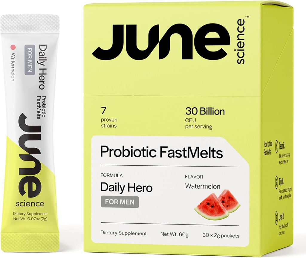 Daglig hjälte för män | Fast Melt Pre + Probiotic för Män (30 Pack, Watermelon)