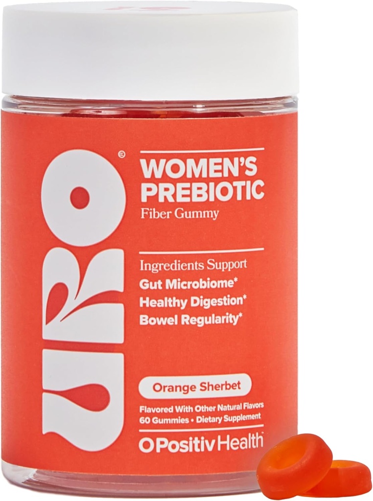 O Positiv URO Fiber Gummies for Adults, 60 Count (Pack of 1) - Prebiotic Citricale Root Inulin Fiber Addition - Daily Gumy Fiber for Digestive Gut Health - Non-GMO, Vegan & Cruilty-Free
