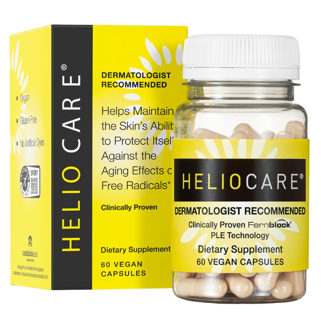 Heliocare Skin Care Dietary Supplement: 240mg Polypodium Leucotomos Extract Pills - Antioxidant Rich Formula with Fernblock and PLE Technology - 60 Veggie Capsules