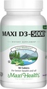 Maxi Health Vitamina D3 5000 UI (125 mcg) - Vitamina D în doză mare 5000 UI - Oase sănătoase, dinţi, suport imun - Vit de înaltă potenţă Kosher D3 (90 comprimate)