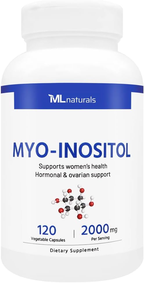 ML Naturals Myo-Inositol 2000 mg 120 Vegetable Capsules, NSF-Certified & cGMP-Compliant