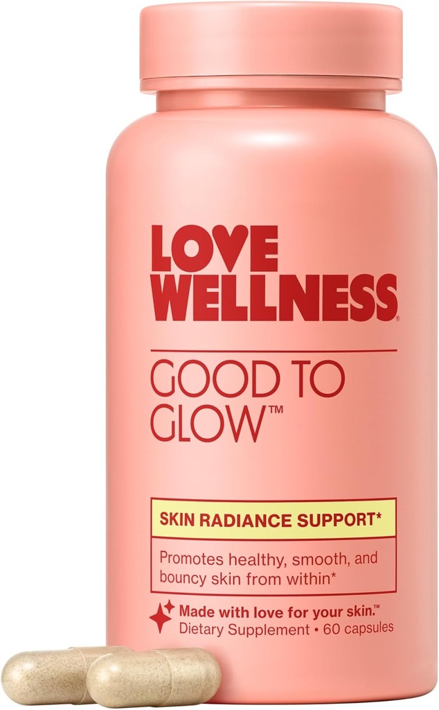 Love Wellness Labs Glow י Kolagēns Papildinājums ar biotīnu, C vitamīns, E, Ashwagandha & Cinka 