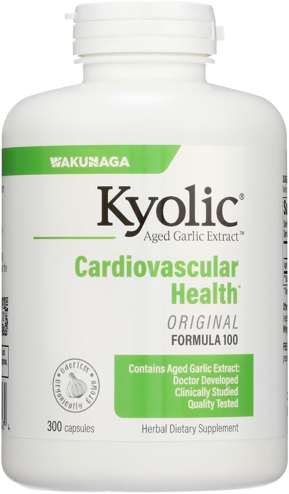 Estratto di aglio Kyolic Aged - Formula Originale Cardiovascolare 100, Alta Potenza 600mg, 300 caps., (Wakunaga/Kyolic)