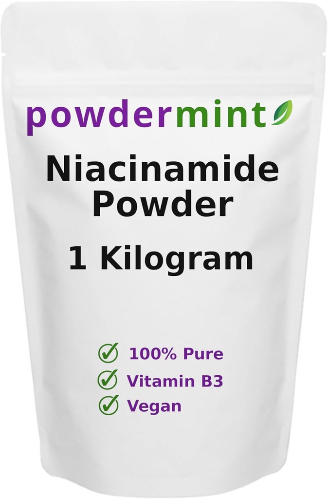 Niacinamid prášek (vitamin B3) 100% čistý niacin prášek 500 mg Flush- zdarma dodatek (1 kilogram)