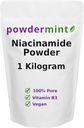 Niakinamide прах (Vitamin B3) 100% Pure Niacin прах 500 mg Flash- Free Addition (1 килограм)