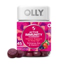 OLLY Active Immunity Gummy, Immune Support Supplement,* Elderberry, Zinc, Vitamin C, Berry Flavored, 15 Day Supply - 45 Count