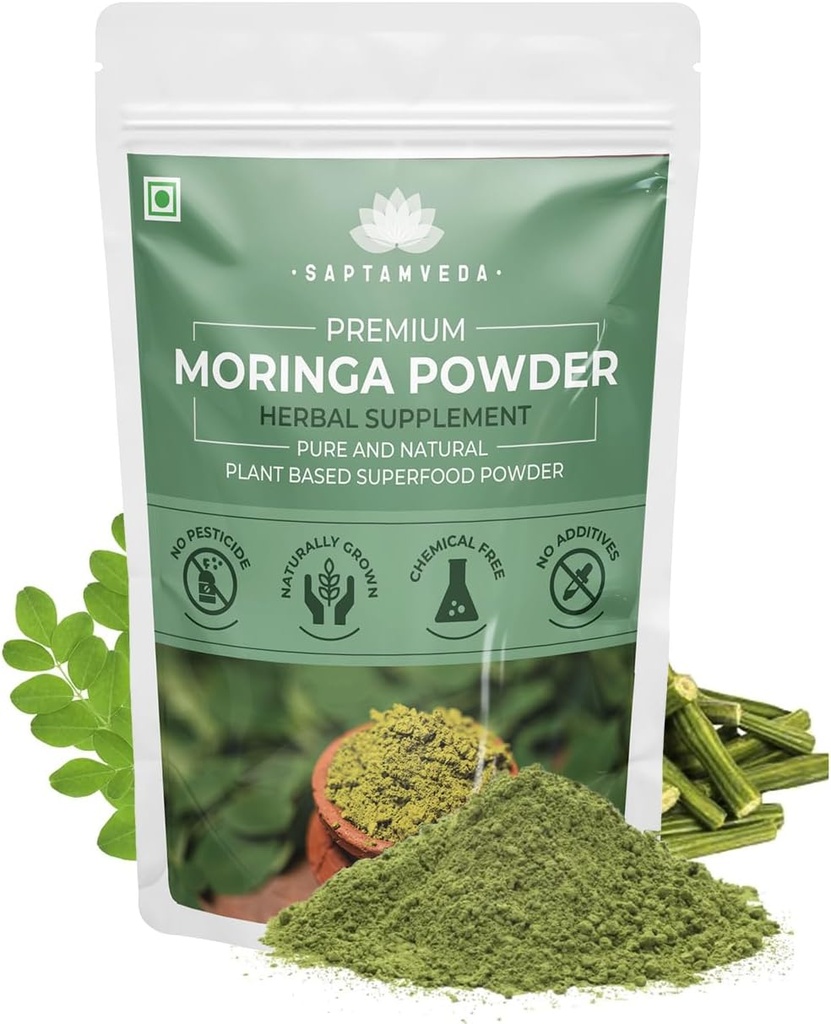 SAPTAMVEDA Premium Moringa Leaf Powder 8.81 Oz / 250 Gm- 124; Drumstick Leaf Promotion