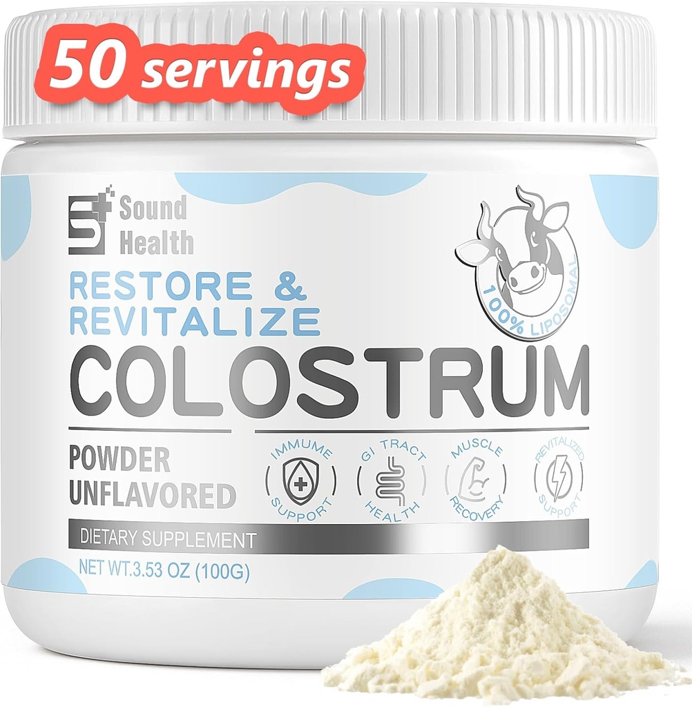 Poudre de supplément de colostrum pour les humains - Supplément de colostrum biologique pour Gut Health, Beauty et Immune Support - Non aromatisé (73 portions)